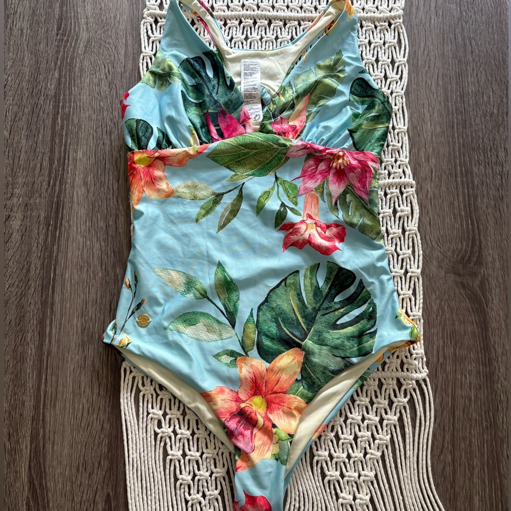 NEW Leonisa tropical shaping one piece swimsuit